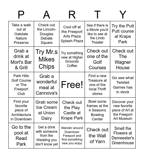 Take A Picture, Get A Bingo, Win A Prize Bingo Card