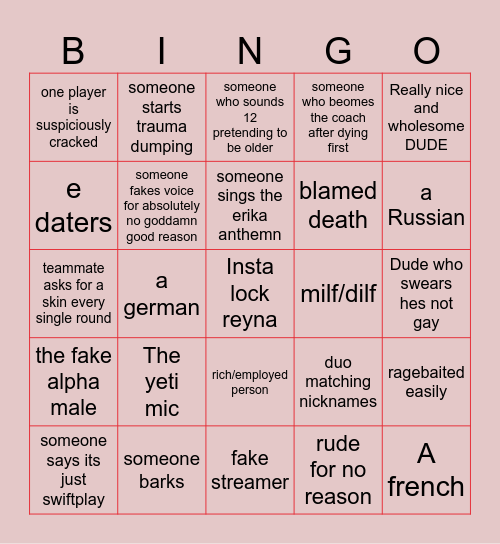 valorant Bingo Card