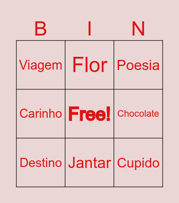 Bingo do Amor Bingo Card