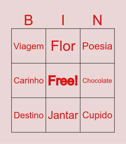 Bingo do Amor Bingo Card
