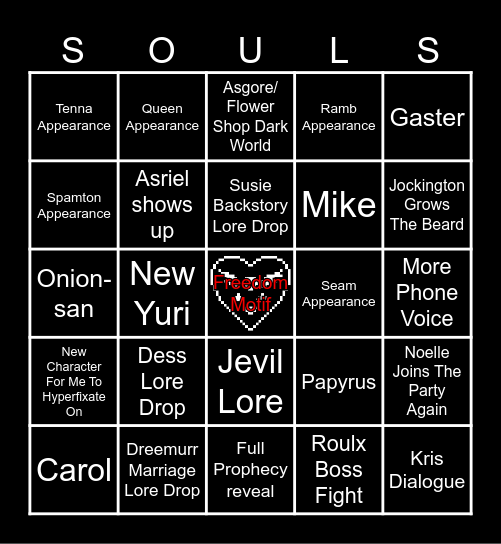 Deltarune Tomorrow Bingo Card