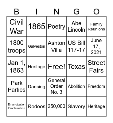 JUNETEENTH BINGO Card