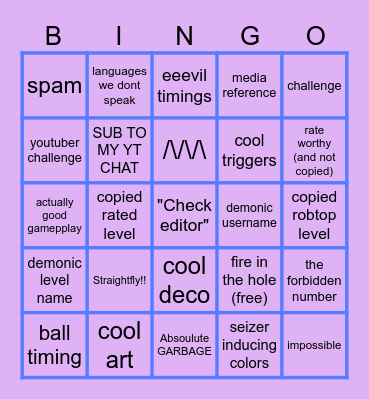 GD Bingo Card