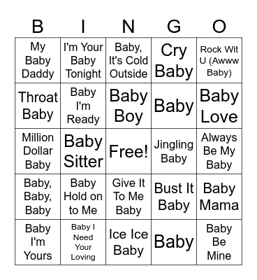 Yeah Baby!! Bingo Card