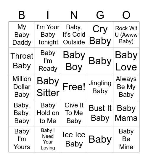 Yeah Baby!! Bingo Card