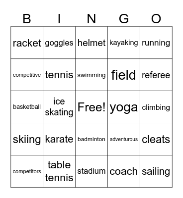 SPORTS Bingo Card