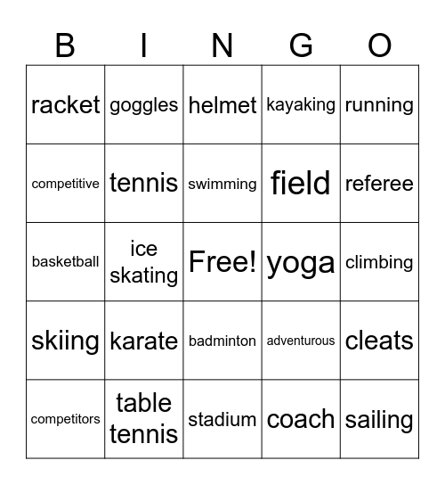 SPORTS Bingo Card