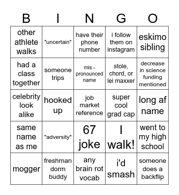 Grad BINGO Card