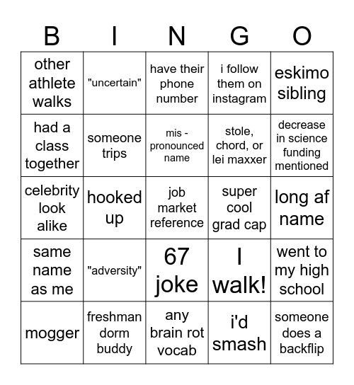 Grad BINGO Card