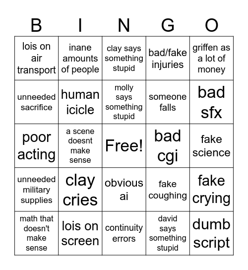Icestorm bingo Card