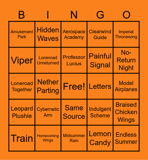 Caleb Birthday Bingo Card