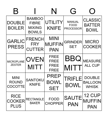 PAMPERED CHEF BINGO Card