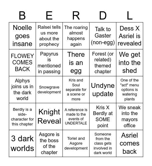 DELTARUNE CHAPTER 5 Bingo Card