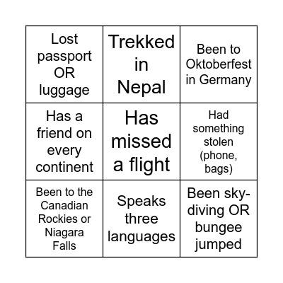 Icebreaker Bingo Card