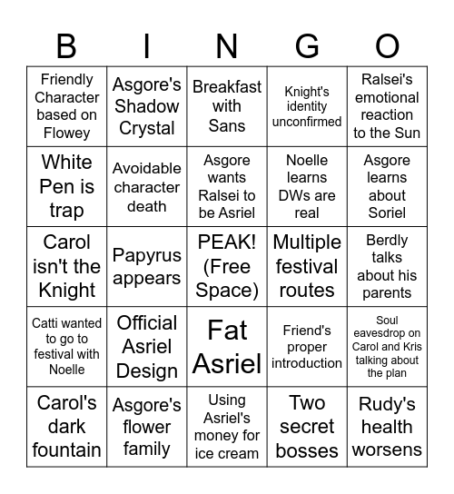 My Chapter 5 Bingo Card