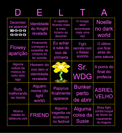 BINGO CAPITULO 5 DELTARUNE Bingo Card
