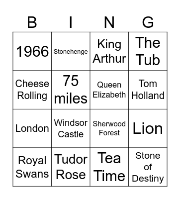 Team England Bingo Card
