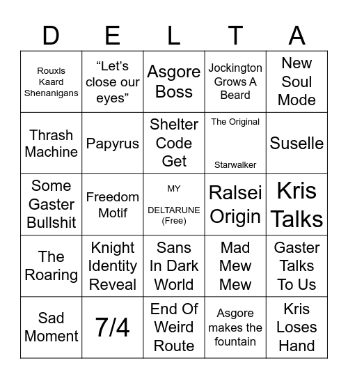 DELTARUNE CHAPTER 5 Bingo Card