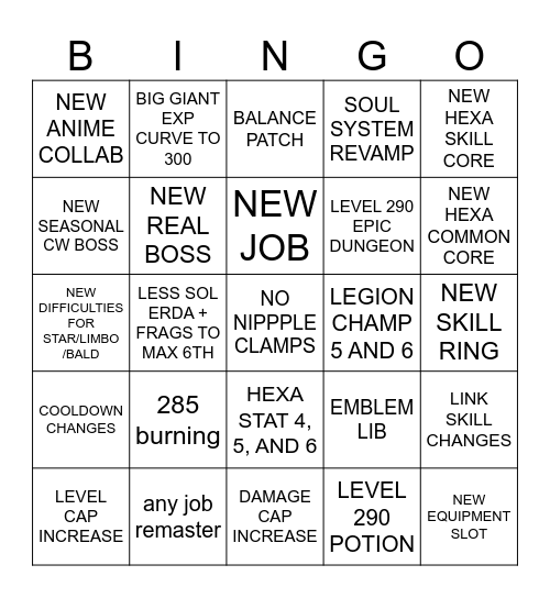 OVERDRIVE Bingo Card