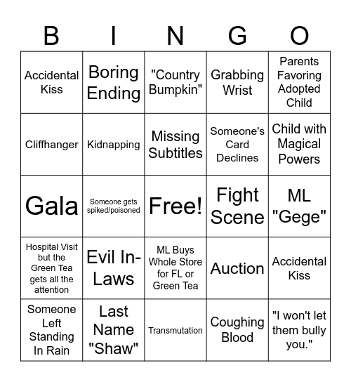 C-Drama Bingo Card