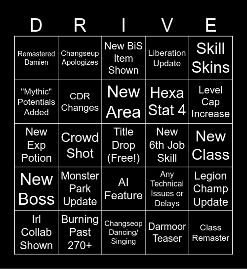 Overdrive Showcase KMS 6/12/2026 (No Images) Bingo Card
