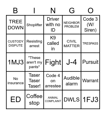 Police Bingo Card