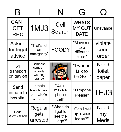 Jail Bingo Card