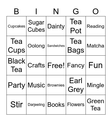 Summer Tea Party Bingo Card