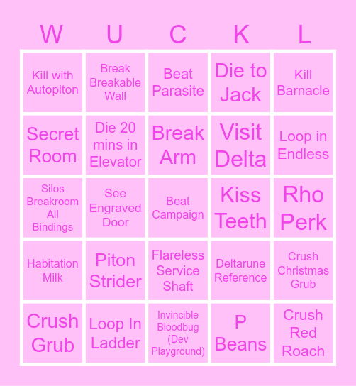 Wuckle Bingo Card
