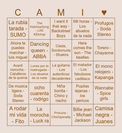 SINCE1995 Bingo Card
