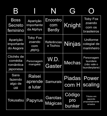 Deltarune Capítulo 5 Bingo Card