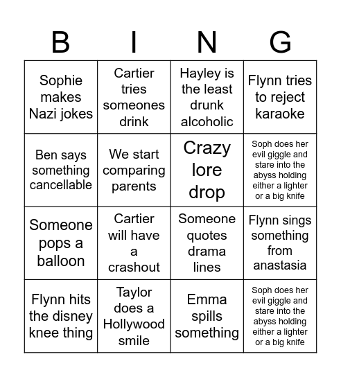 Emma 18th :) Bingo Card