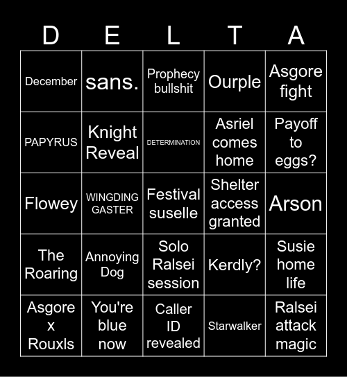 delta's rune Bingo Card