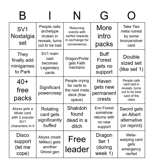 SVWB anniversary bingo Card