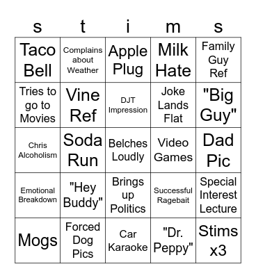 Triggering Our Friends Bingo Card