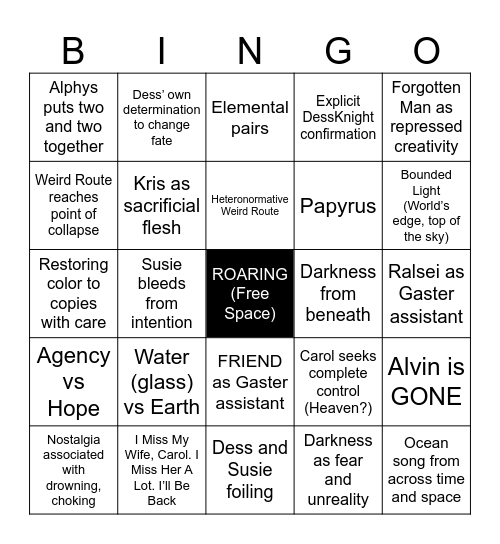 Chapter 5 Thematic Bingo Card