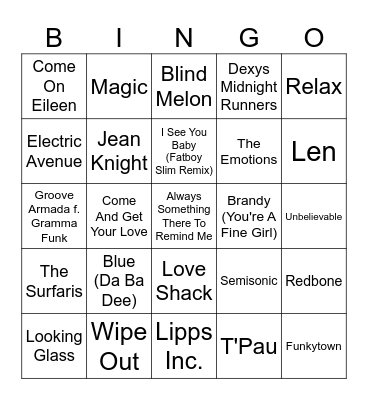 One-Hit Wonders (Part 1) Bingo Card