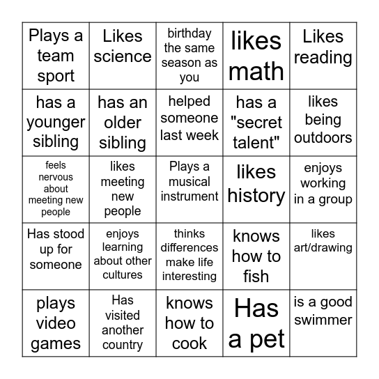 Human Bingo Card