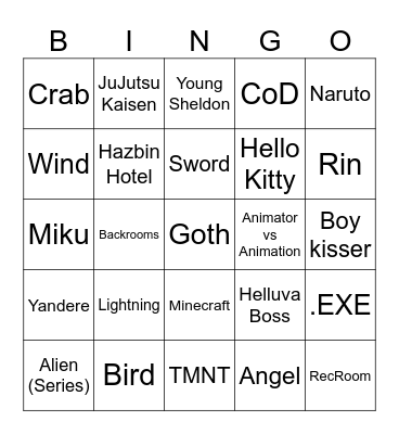 franchise Bingo Card