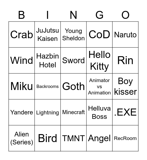 franchise Bingo Card