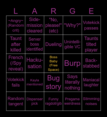 Fatmagic Bingo!!!!!!!!!!! Bingo Card