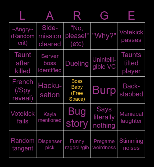 Fatmagic Bingo!!!!!!!!!!! Bingo Card