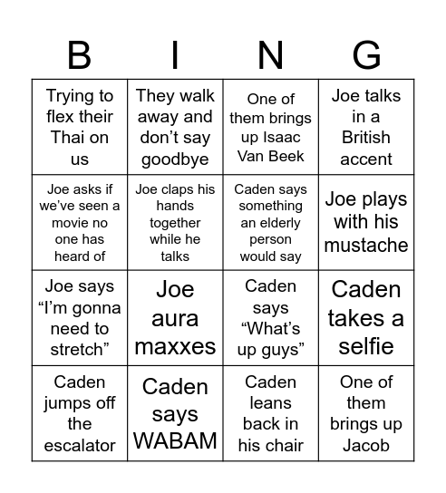 JC Bingo Card