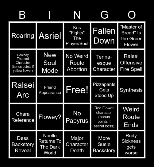 DELTARUNE CHAPTER 5 Bingo Card