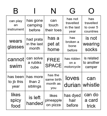 Find someone who... Bingo Card