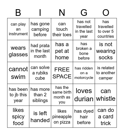 Find someone who... Bingo Card