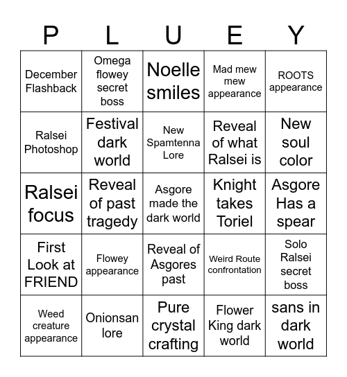 DELTARUNE Chapter 5 Bingo Card