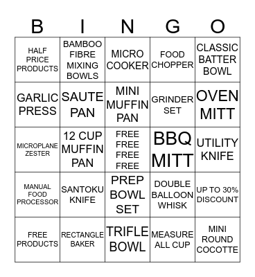 PAMPERED CHEF BINGO Card