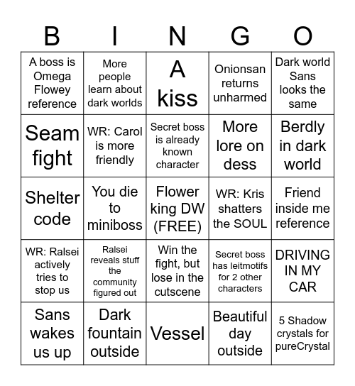 DELTARUNE CHAPTER 5 Bingo Card