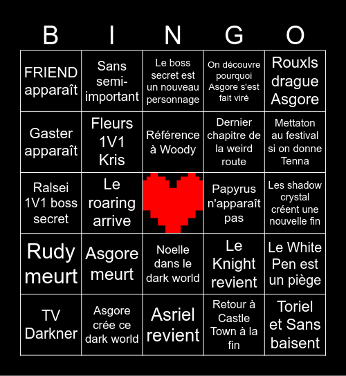 Deltarune chapter 5 bingo Card
